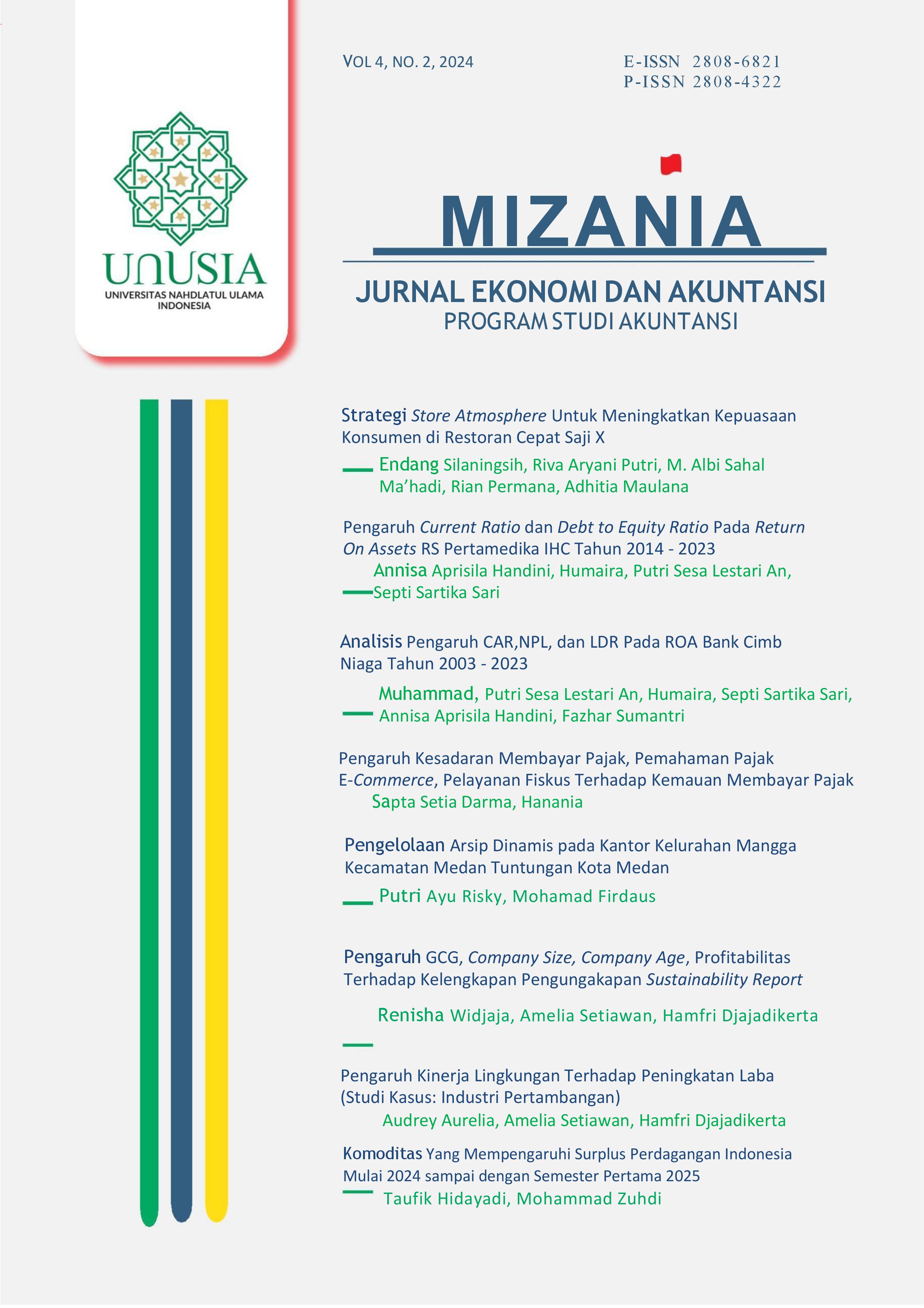 					View Vol. 4 No. 2 (2024): Mizania: Jurnal Ekonomi dan Akuntansi
				