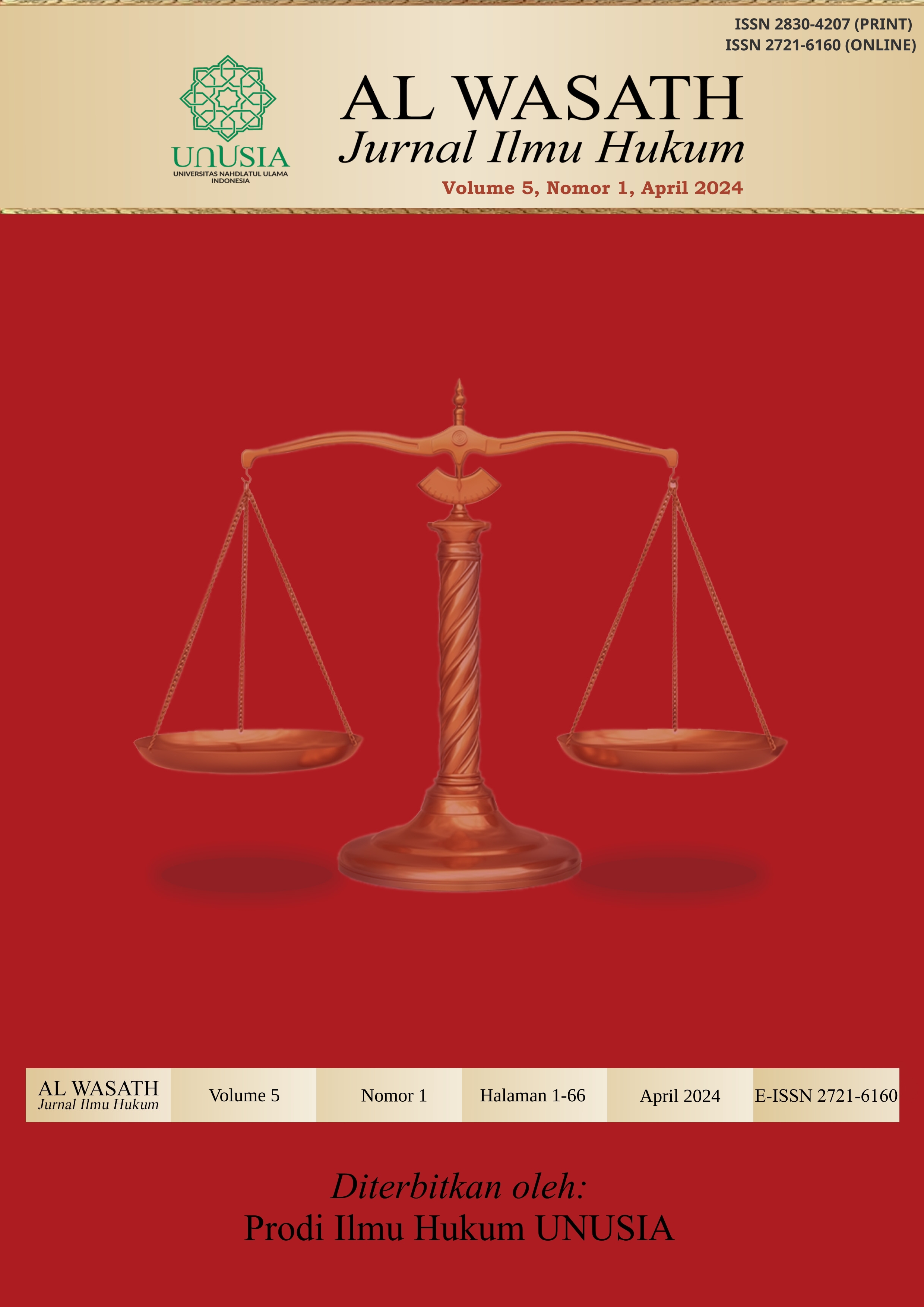 					View Vol. 6 No. 1 (2025): AL WASATH Jurnal Ilmu Hukum 
				